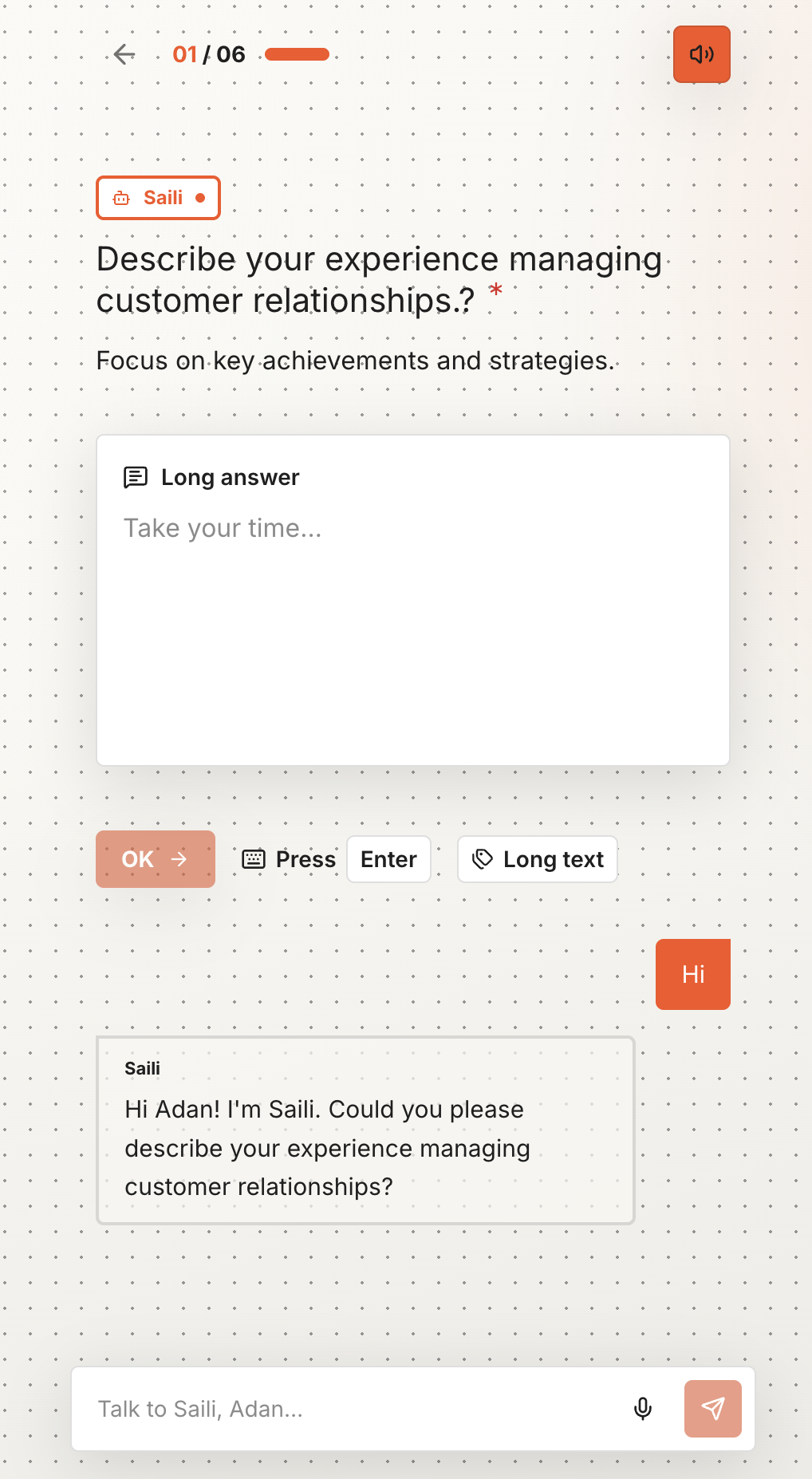 Saili interview experience